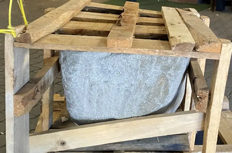 Product image 2 of the product “Water basin made of river stone. Model 8, approx. 55 x 55 x 15cm height. ”